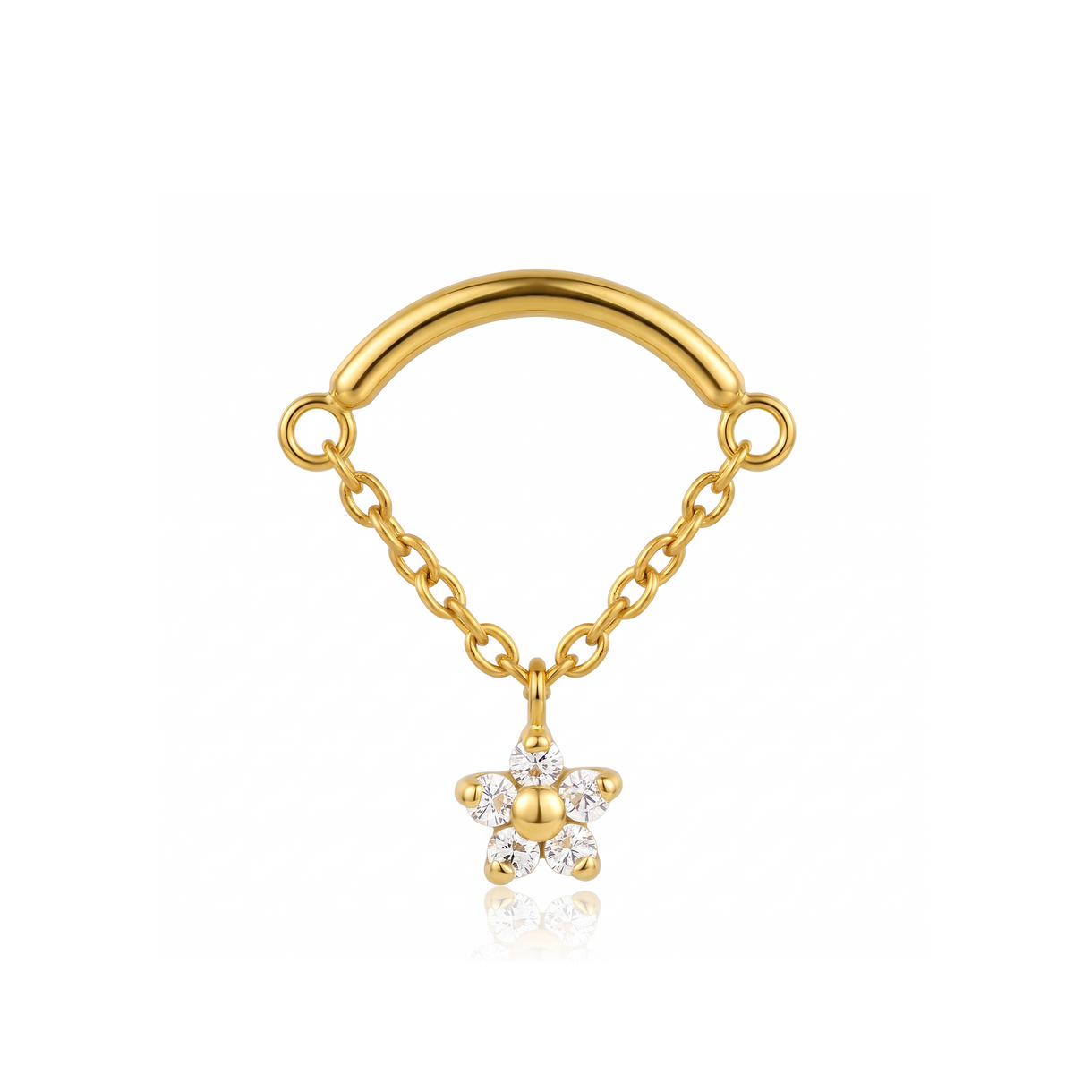 18k V-Gold Curved Bar Chain with a Flower Flatback