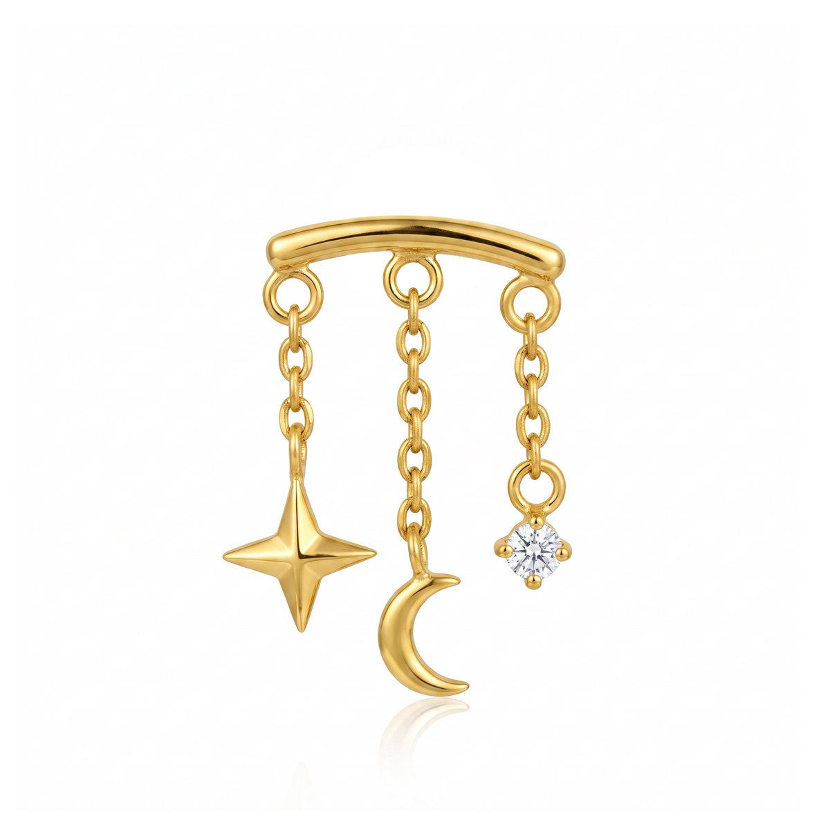 18k V-Gold Curved Bar Night Sky Chain Flatback