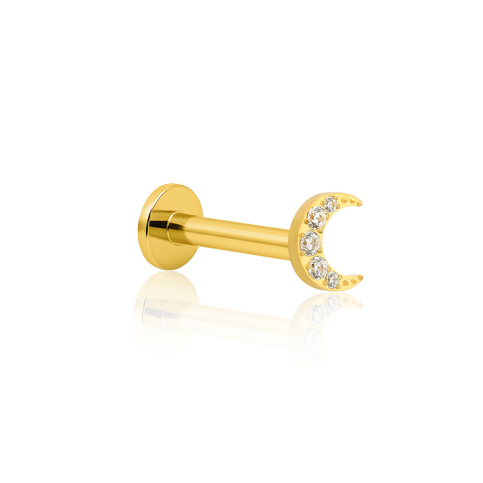 18k V-Gold Jewelled Moon Flatback
