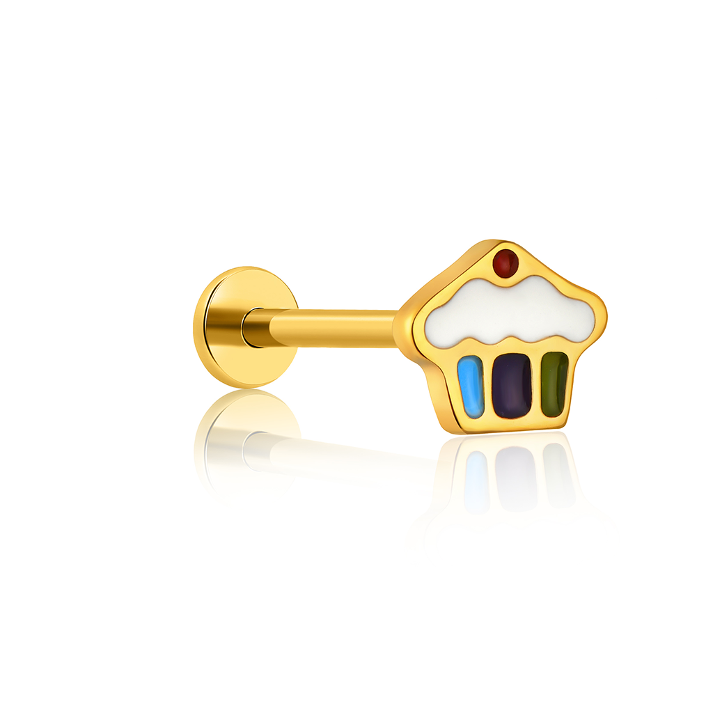 18k V-Gold Cupcake Enamel Flatback
