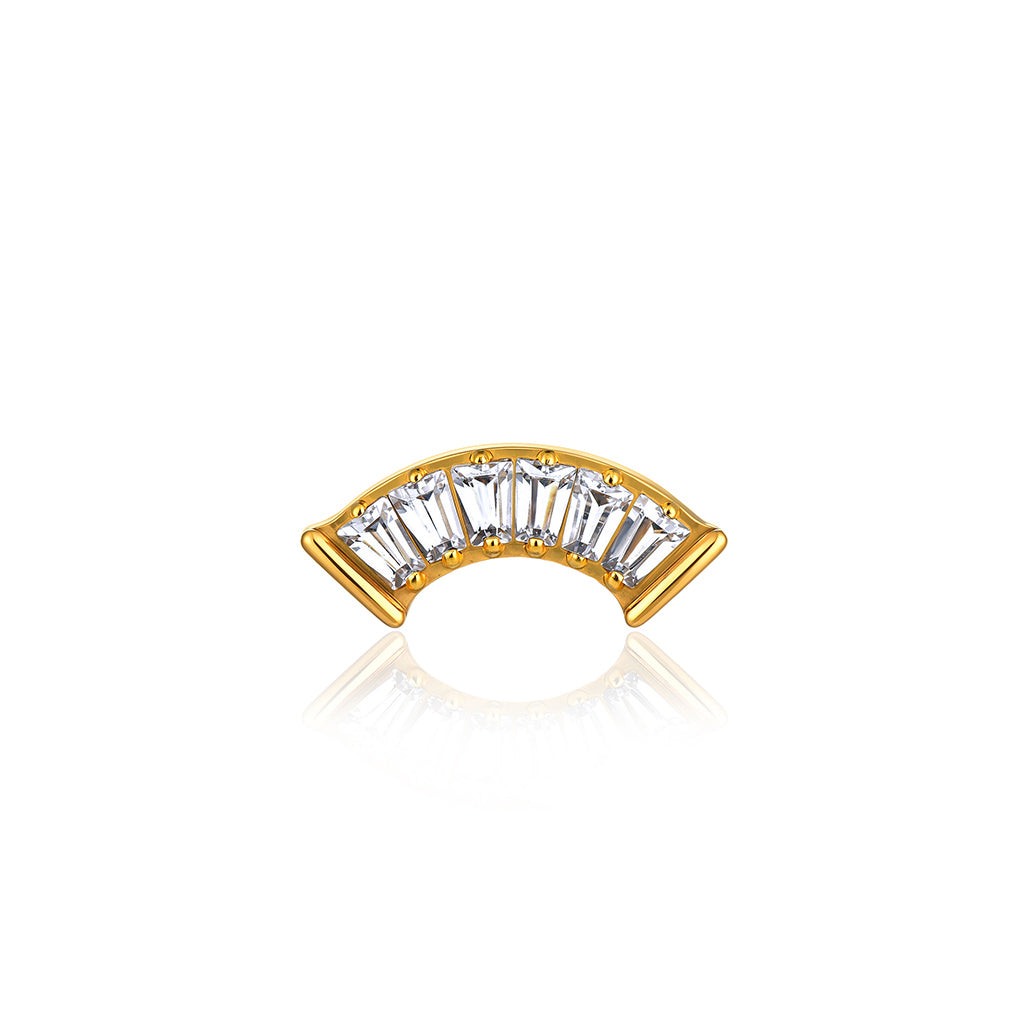 18k V-Gold Curved Rectangle Flatback