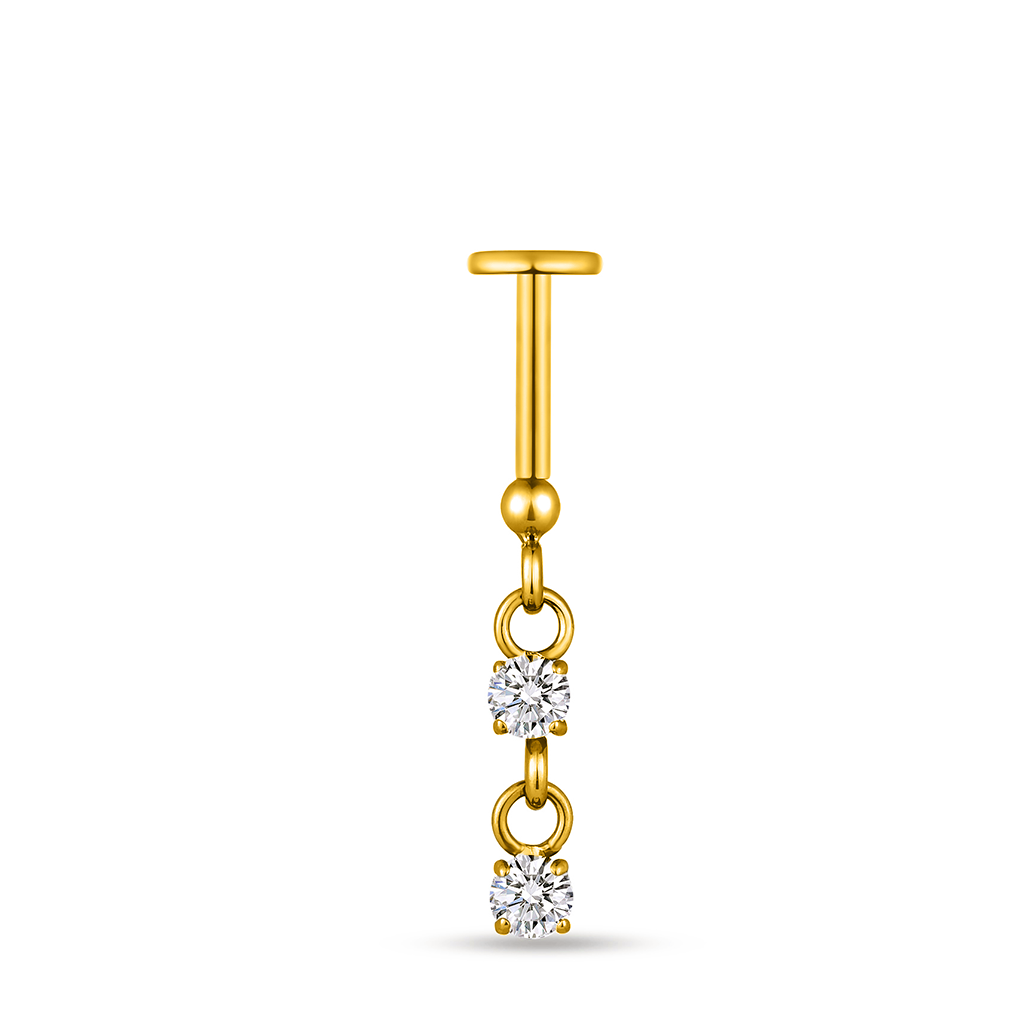 18k V-Gold 2 Dangling Crystals Hidden Helix