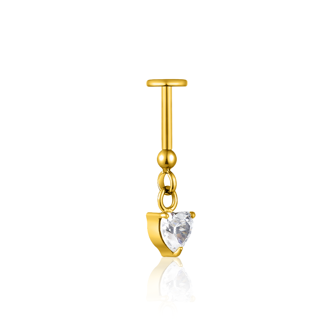 18k V-Gold Crystal Heart Hidden Helix