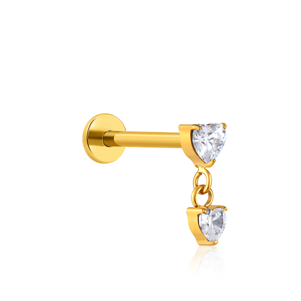 18k V-Gold Dangle Heart Flatback