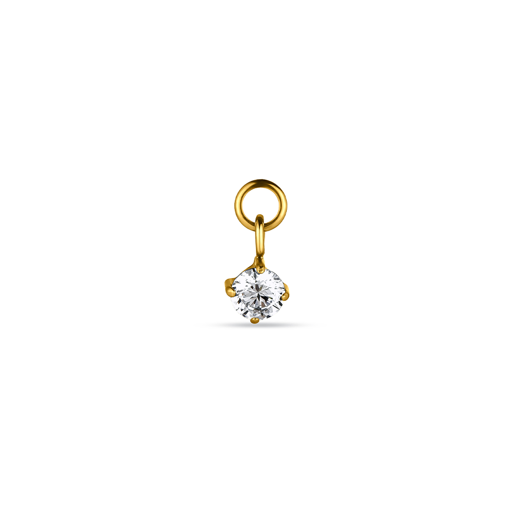 18K V-Gold Round Crystal Charm