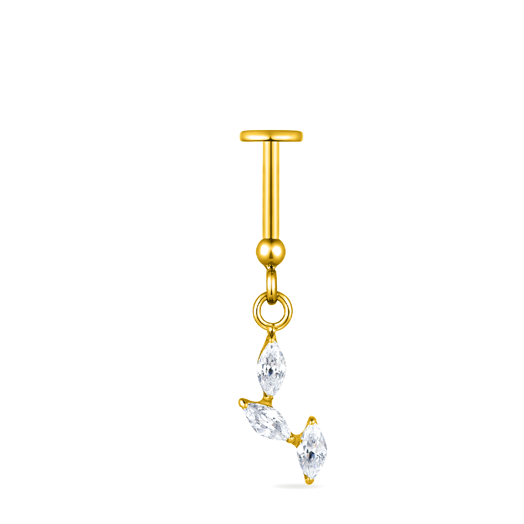 18K V-Gold Tri Marquise Hidden Helix