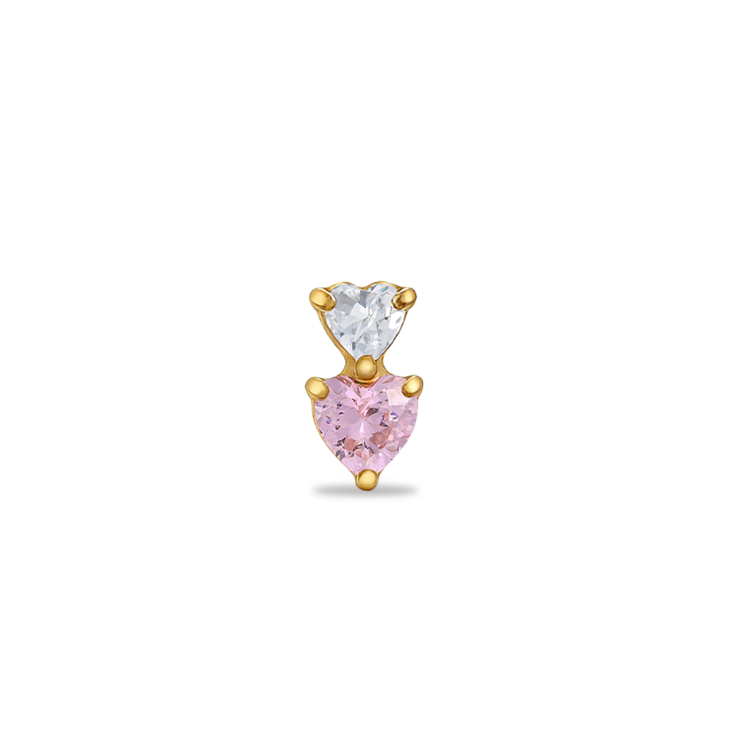 18k V-Gold Double Heart Flatback