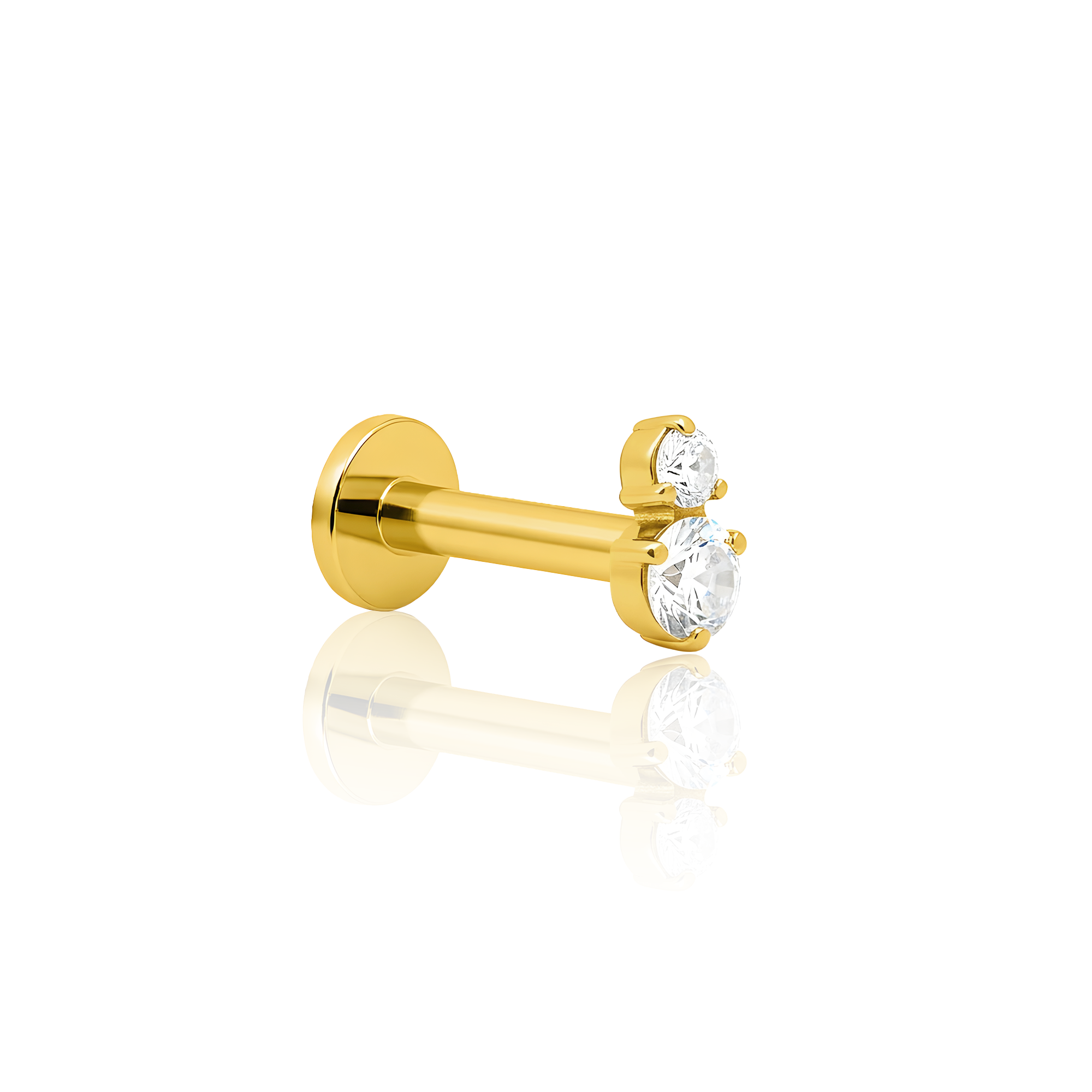 18k V-Gold Duo Round Stones Flatback