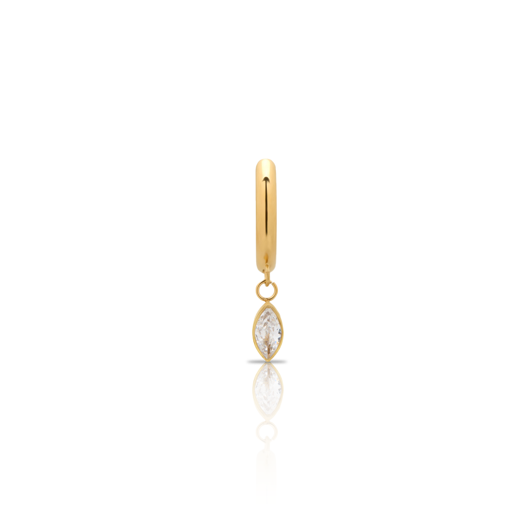 18k V-Gold Ear Clicker w Marquise Dangle