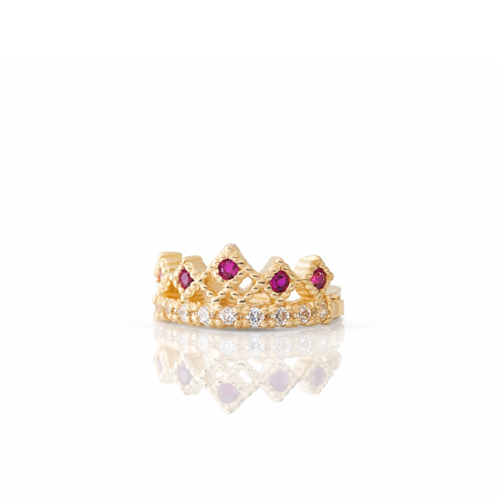14kt Gold Jewel Crown Hinge Ring