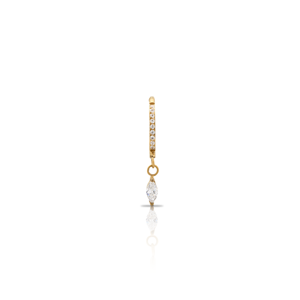 18k V-Gold Jewelled Hinged Ring w Marquise Dangle