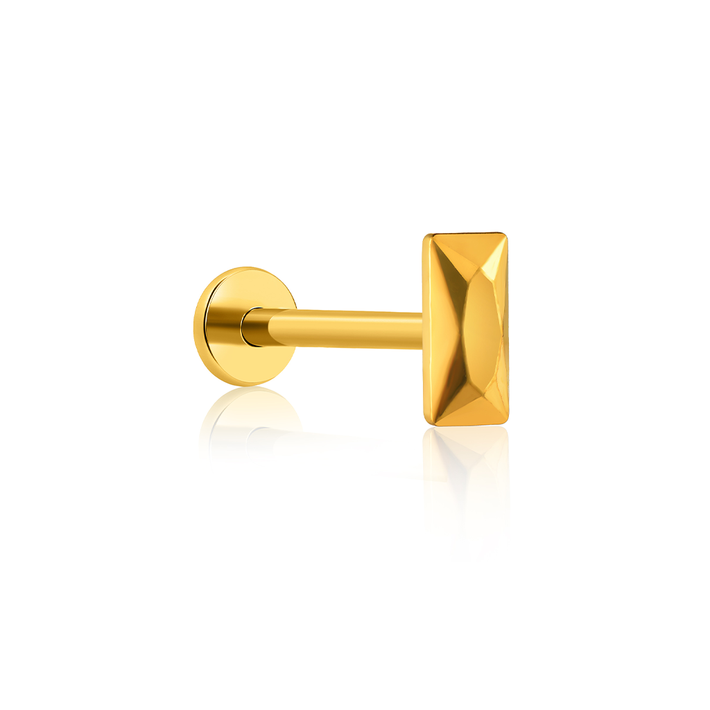 18k V-Gold Faceted Rectangle Flatback