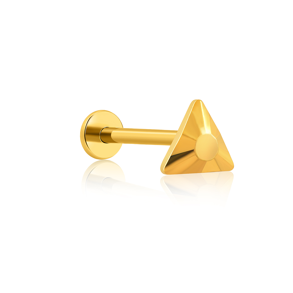 18k V-Gold Faceted Triangle Flatback