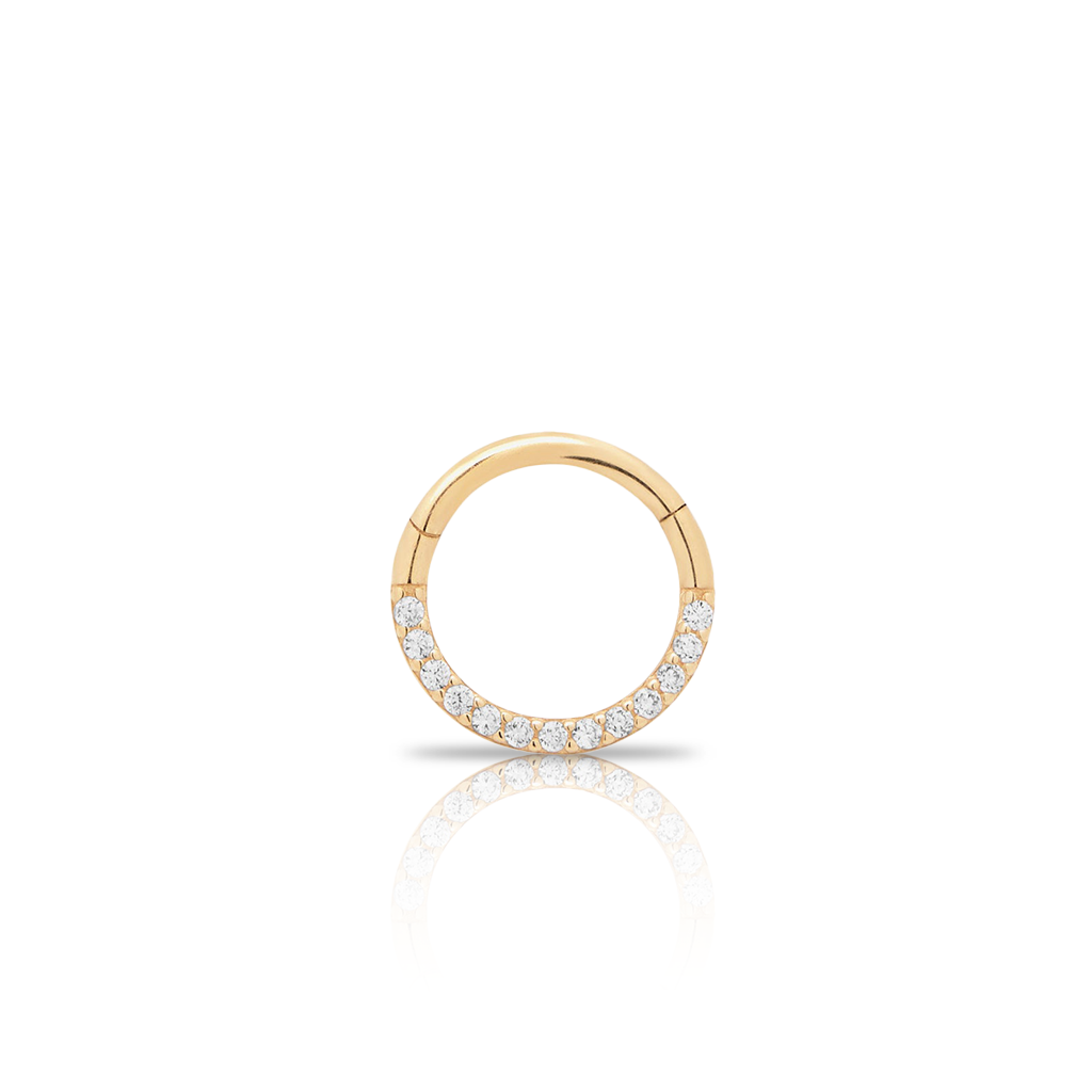 14kt Gold Front Facing Jewel Hinged Ring