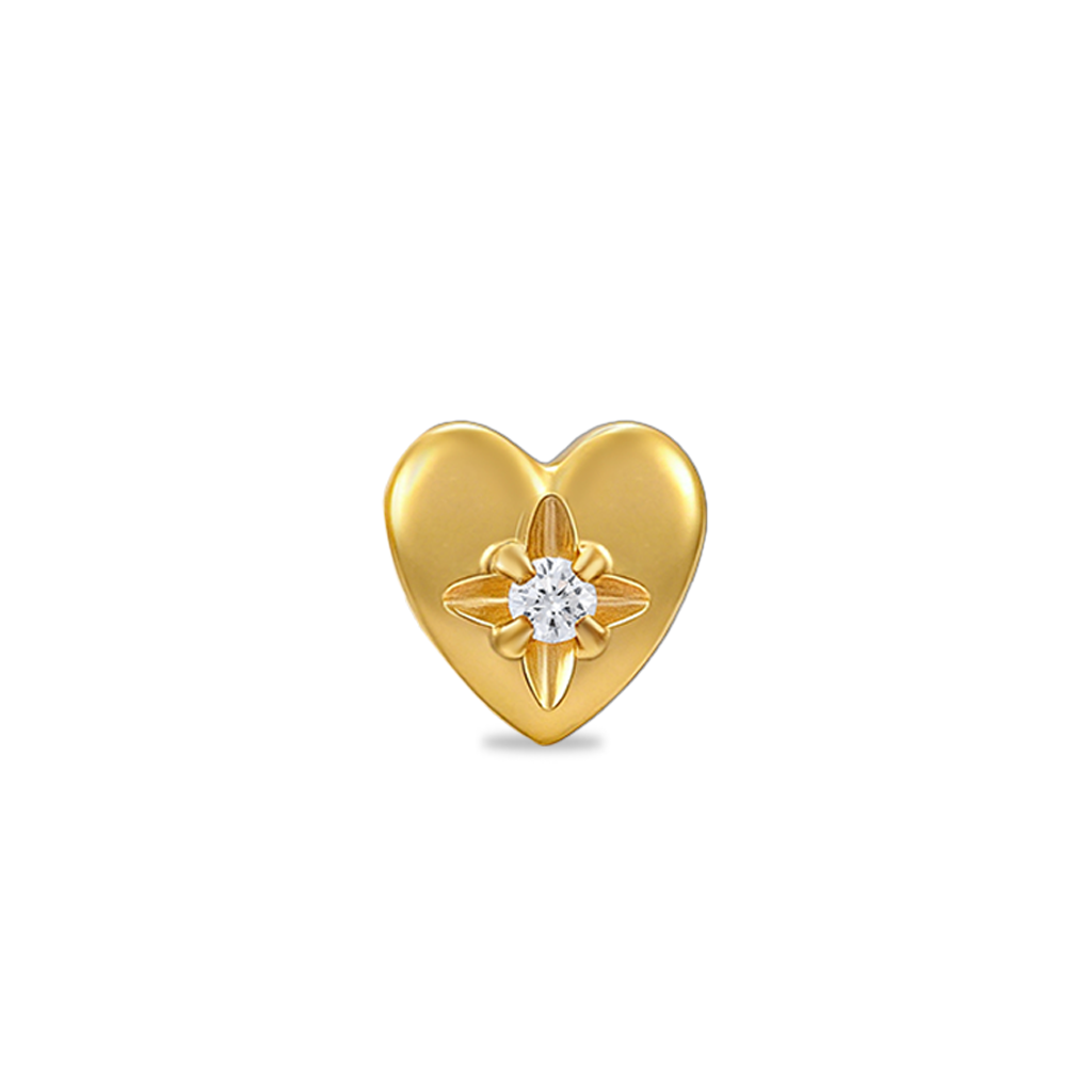 18k V-Gold Gem Heart Flatback