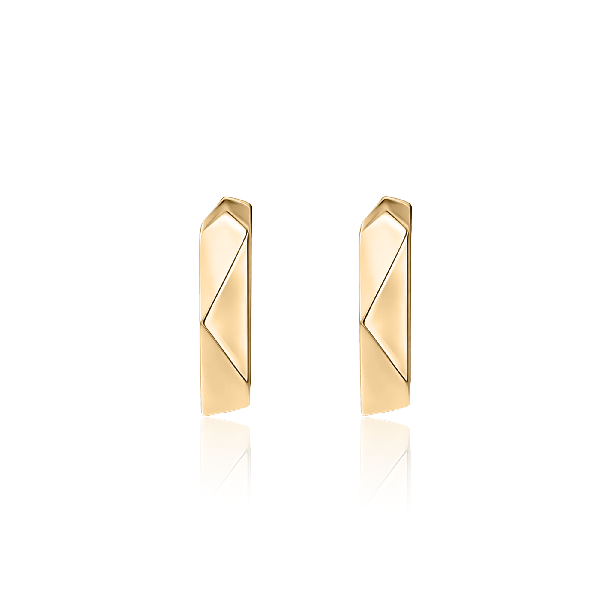 18k V-Gold Geo Hoop Earrings - Pair