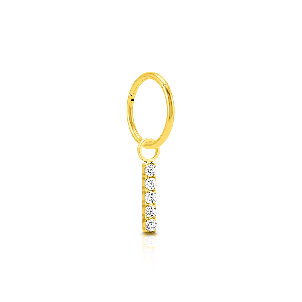 18k V-Gold Jewelled Bar Charm