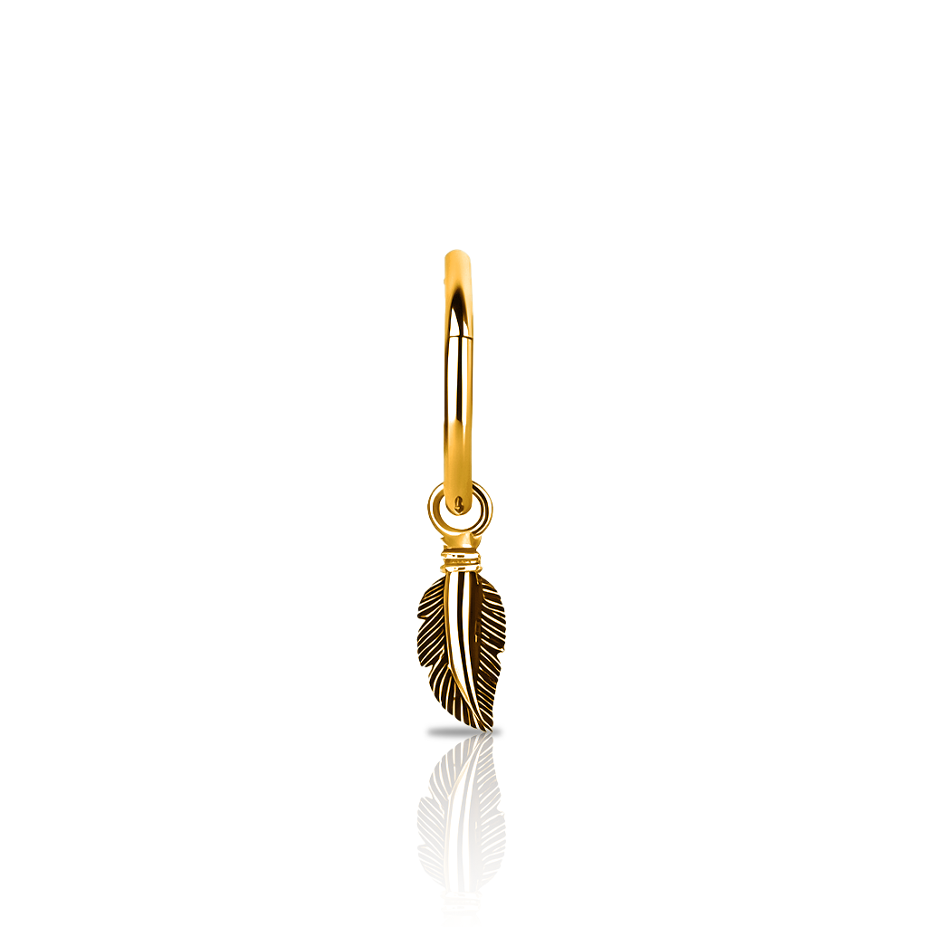 18k V-Gold Feather Charm