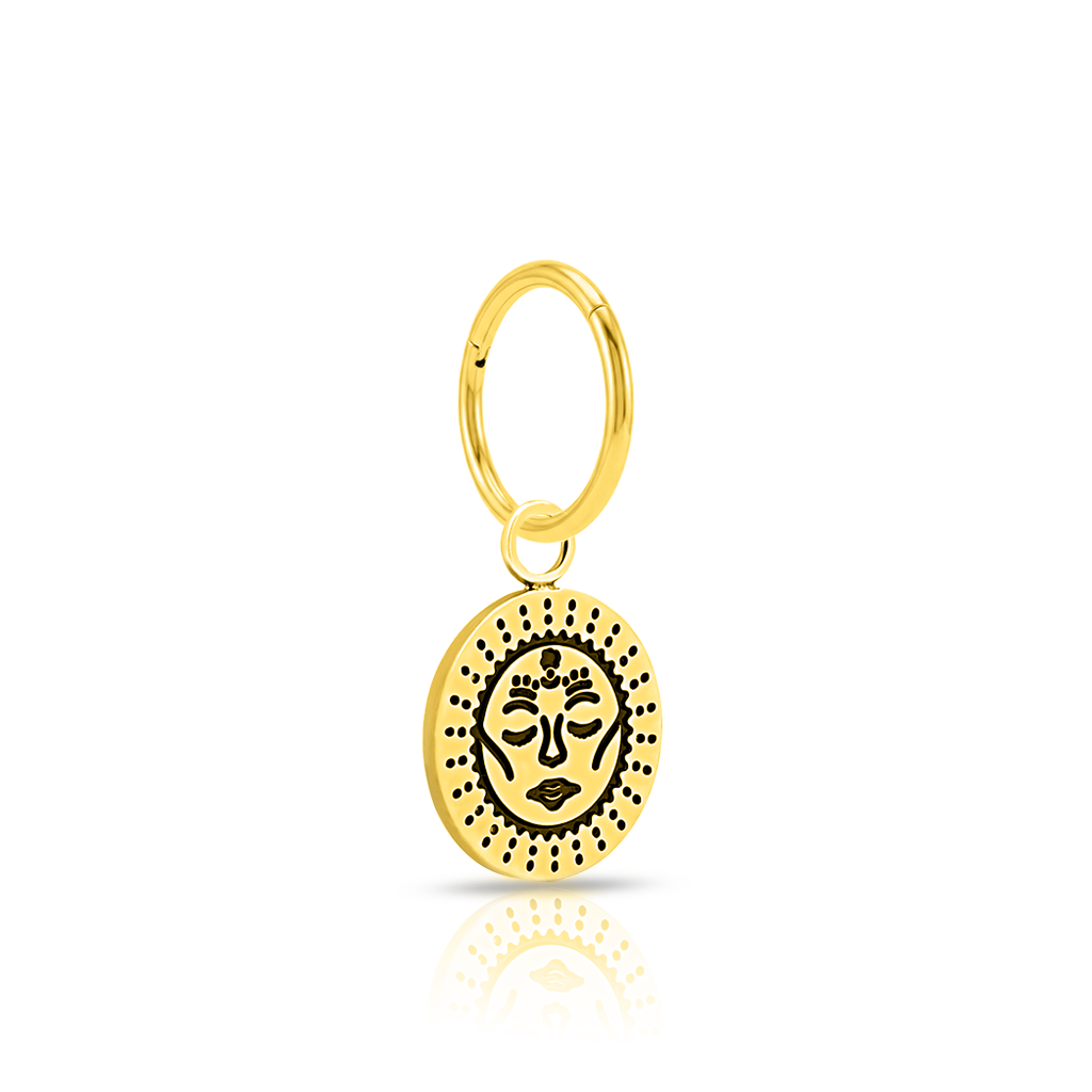 18k V-Gold Pendant Sun Face Charm