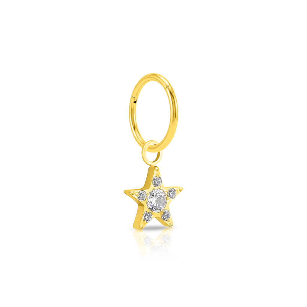 18k V-Gold Crystal Star Charm