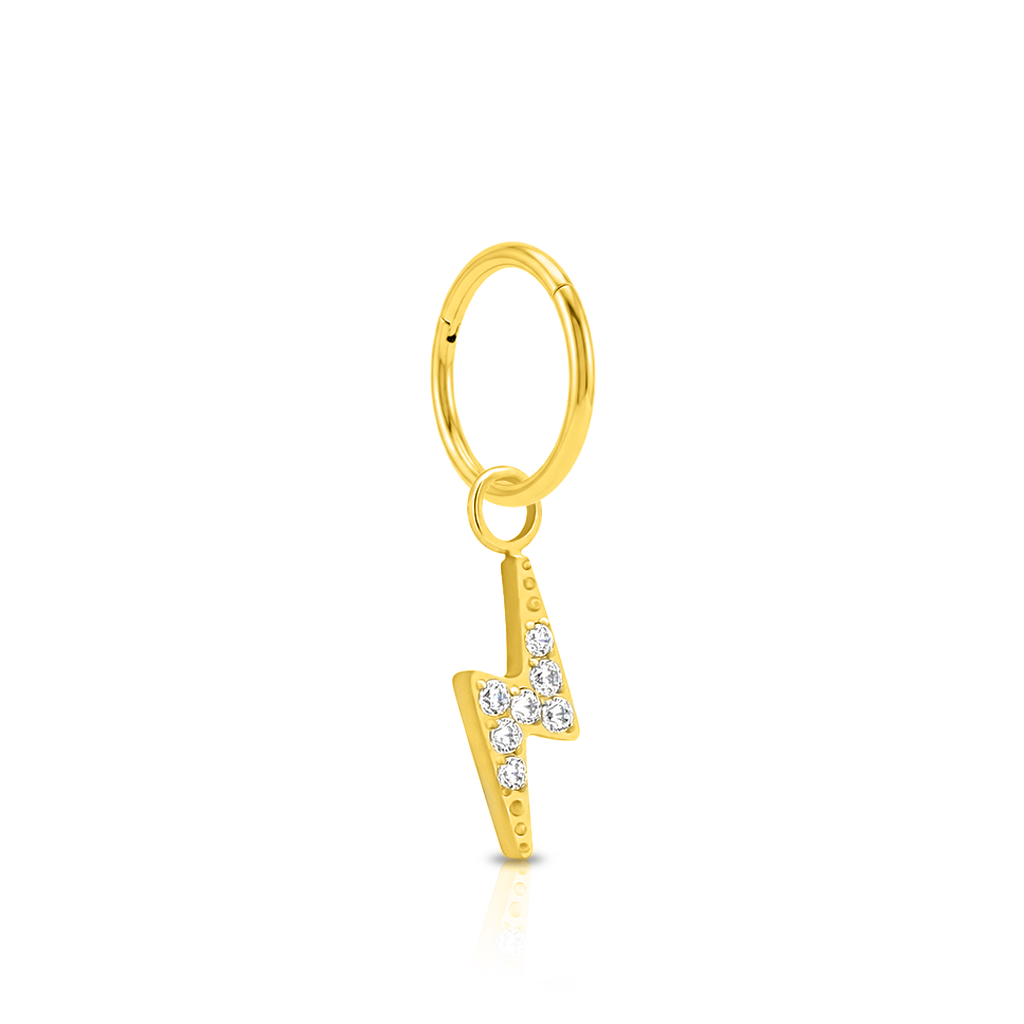 18k V-Gold Crystal Lightning Bolt Charm