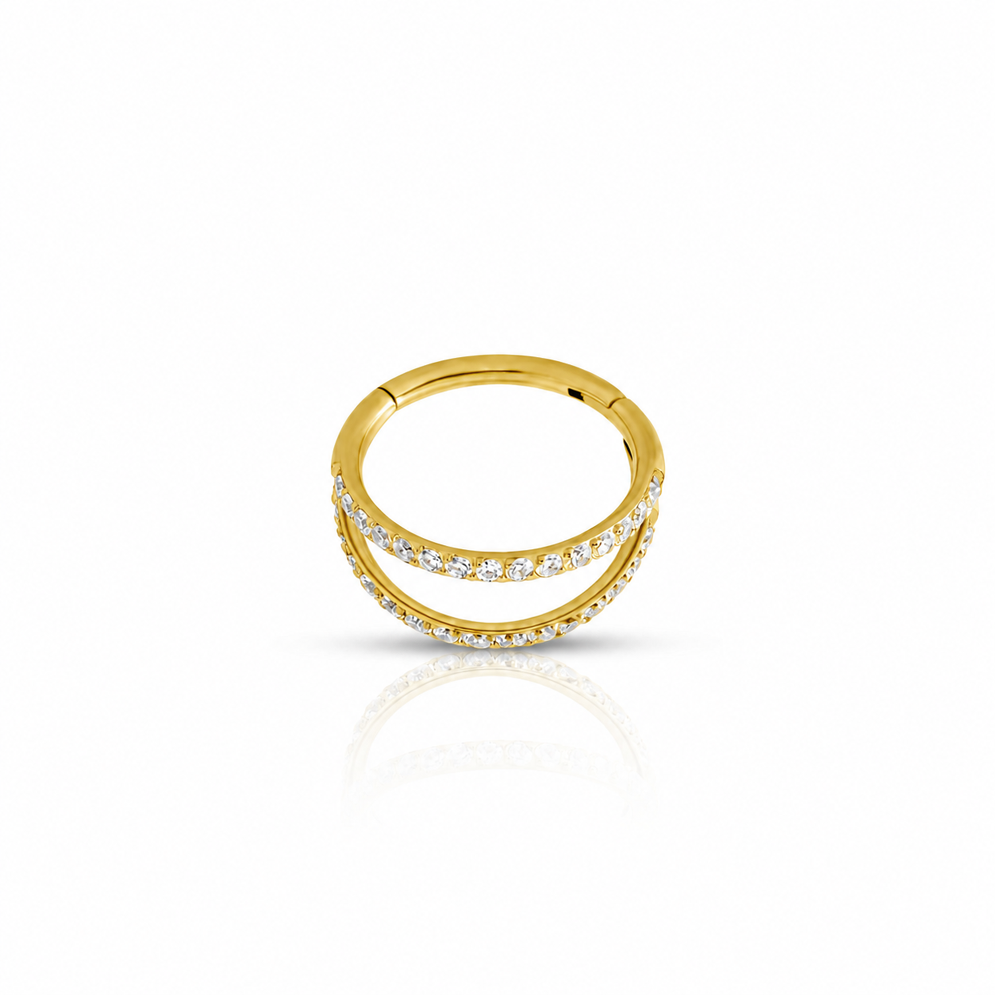 V-GOLD Titanium Jewelled Double Segment Ring