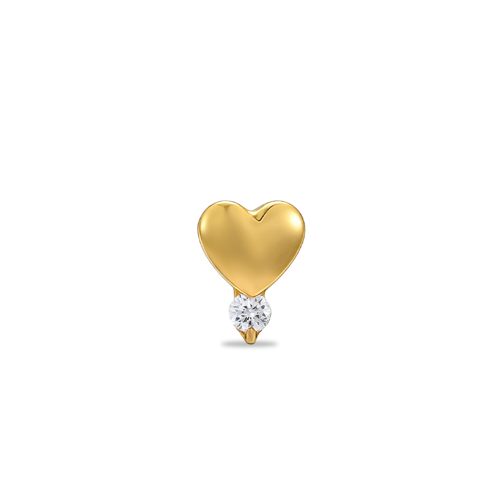 18k V-Gold Heart w Round Stone Flatback