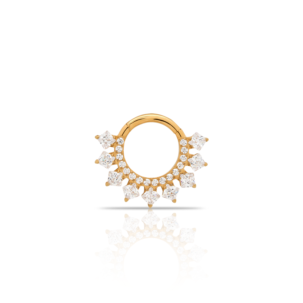 18k V-Gold Diamond Cluster Jewelled Hinged Ring