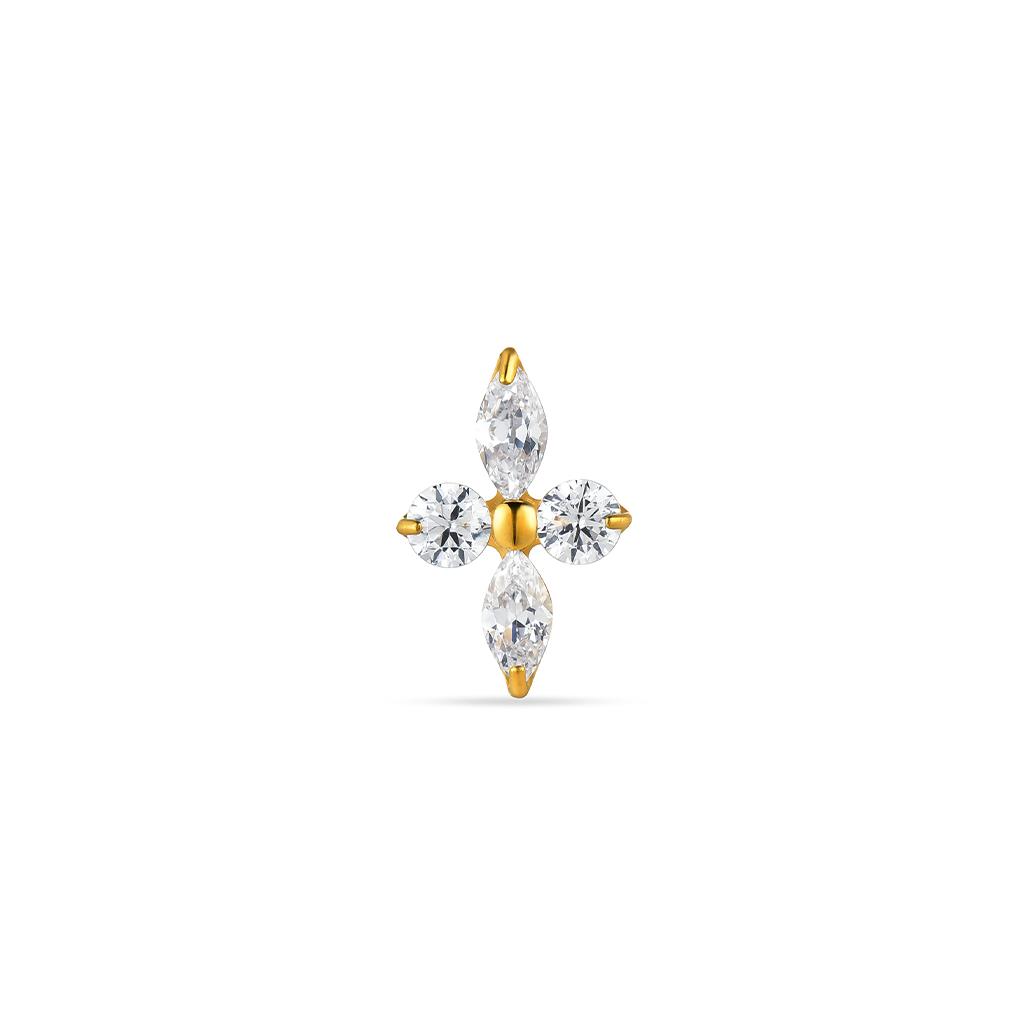 18k V-Gold 4 Jewel Marquise Flatback
