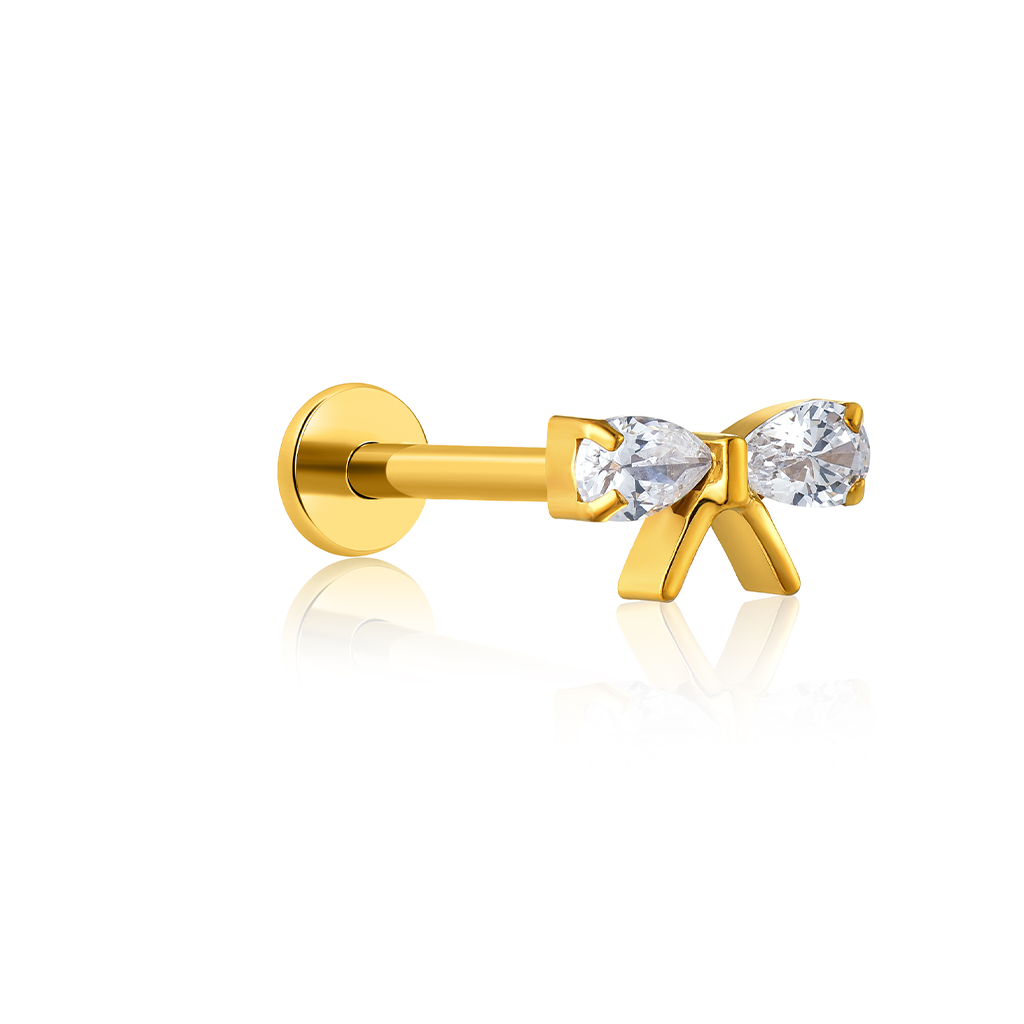 18k V-Gold Jewelled Bow Flatback