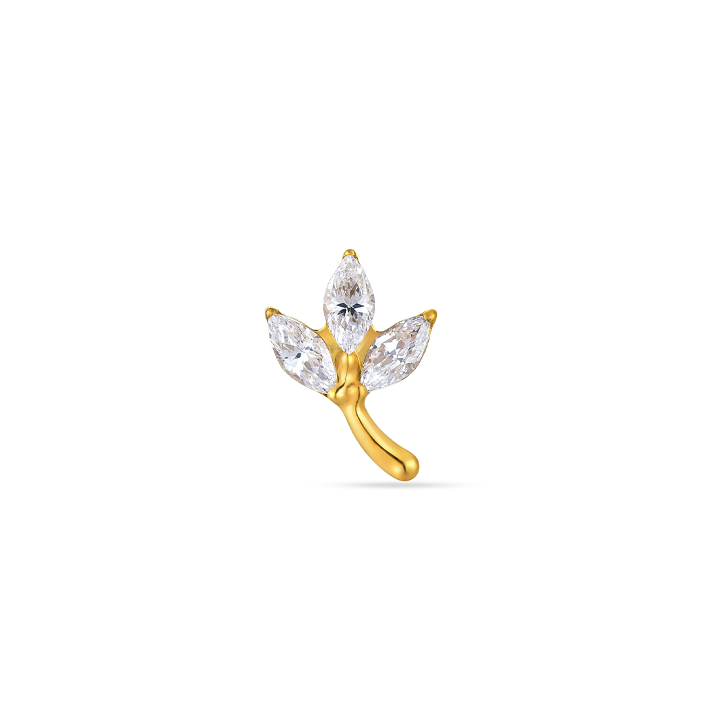 18k V-Gold Jewelled Leaf Flatback