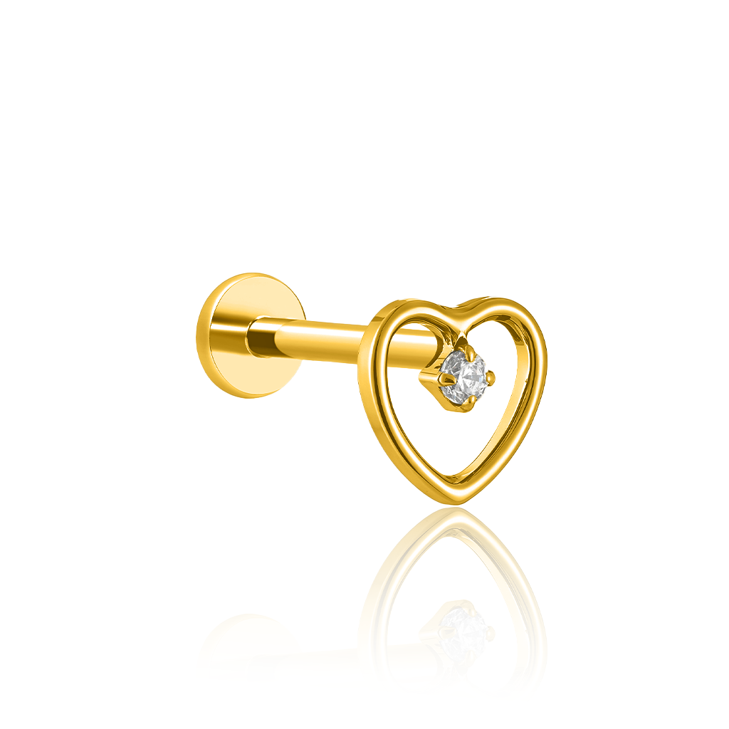 18k V-Gold Love Heart Small Stone Flatback