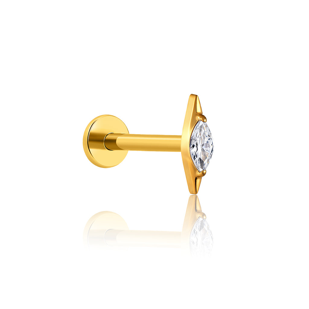 18k V-Gold Marquette Flatback