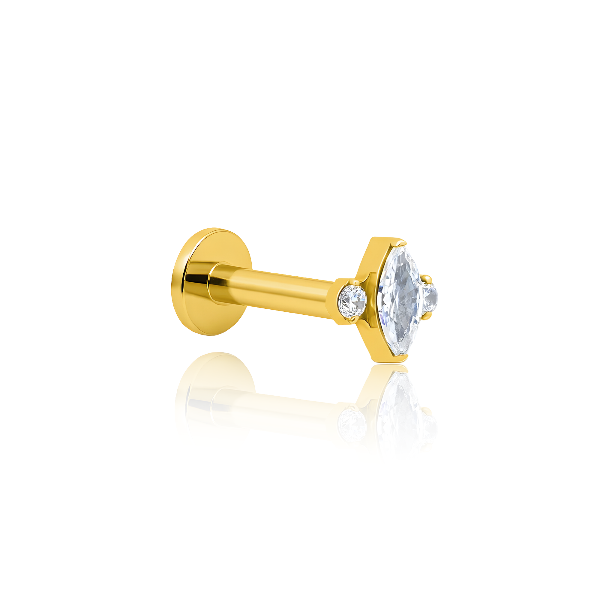 18k V-Gold Marquise Stone with Crystals flatback