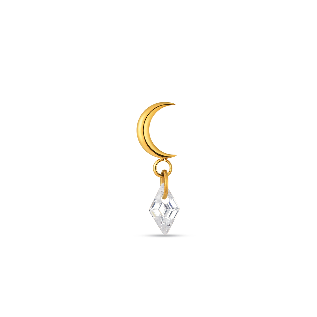 18k V-Gold Moon w Dangle Flatback