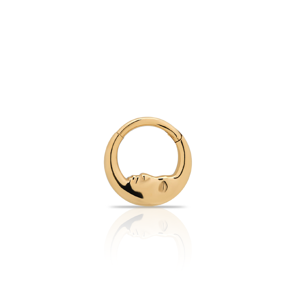 18k V-Gold Moon Face Hinged Ring