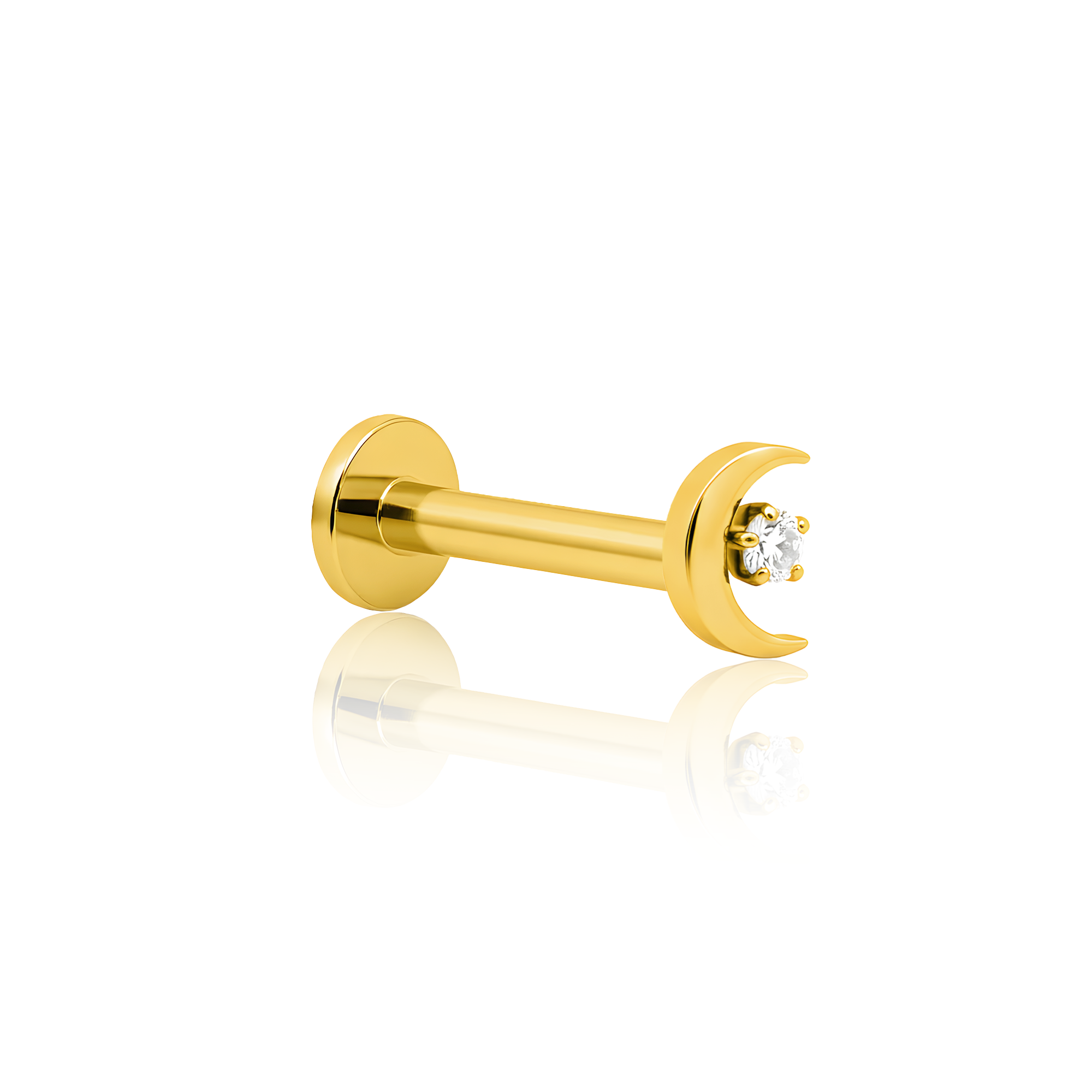 18k V-Gold Moon with Crystal Star Flatback