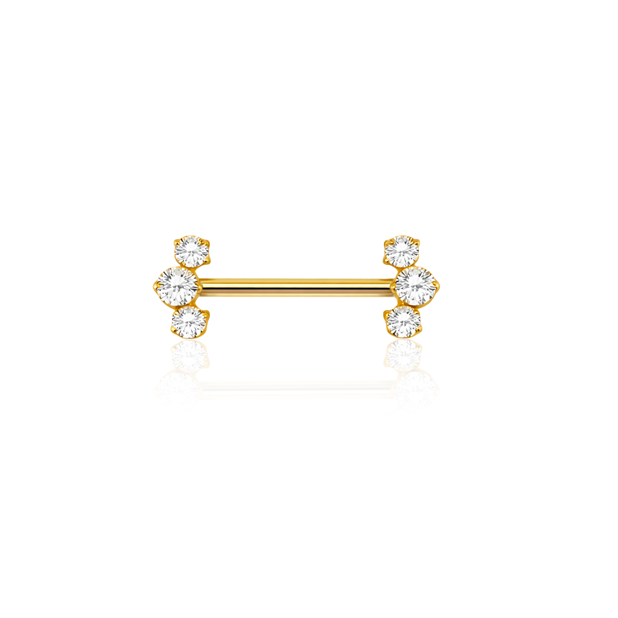 18k V-Gold 3 stone Nipple Bar