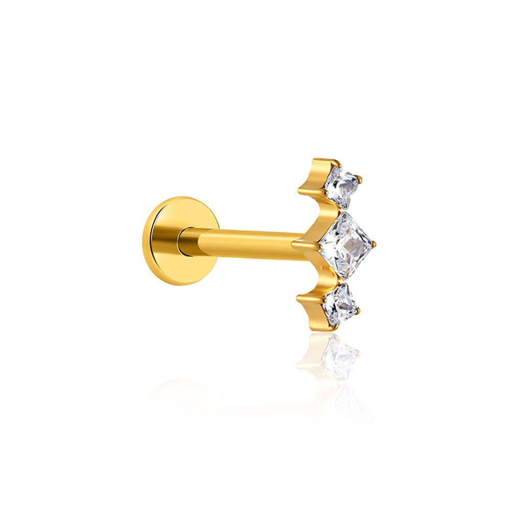 18k V-Gold Prong Trio Flatback
