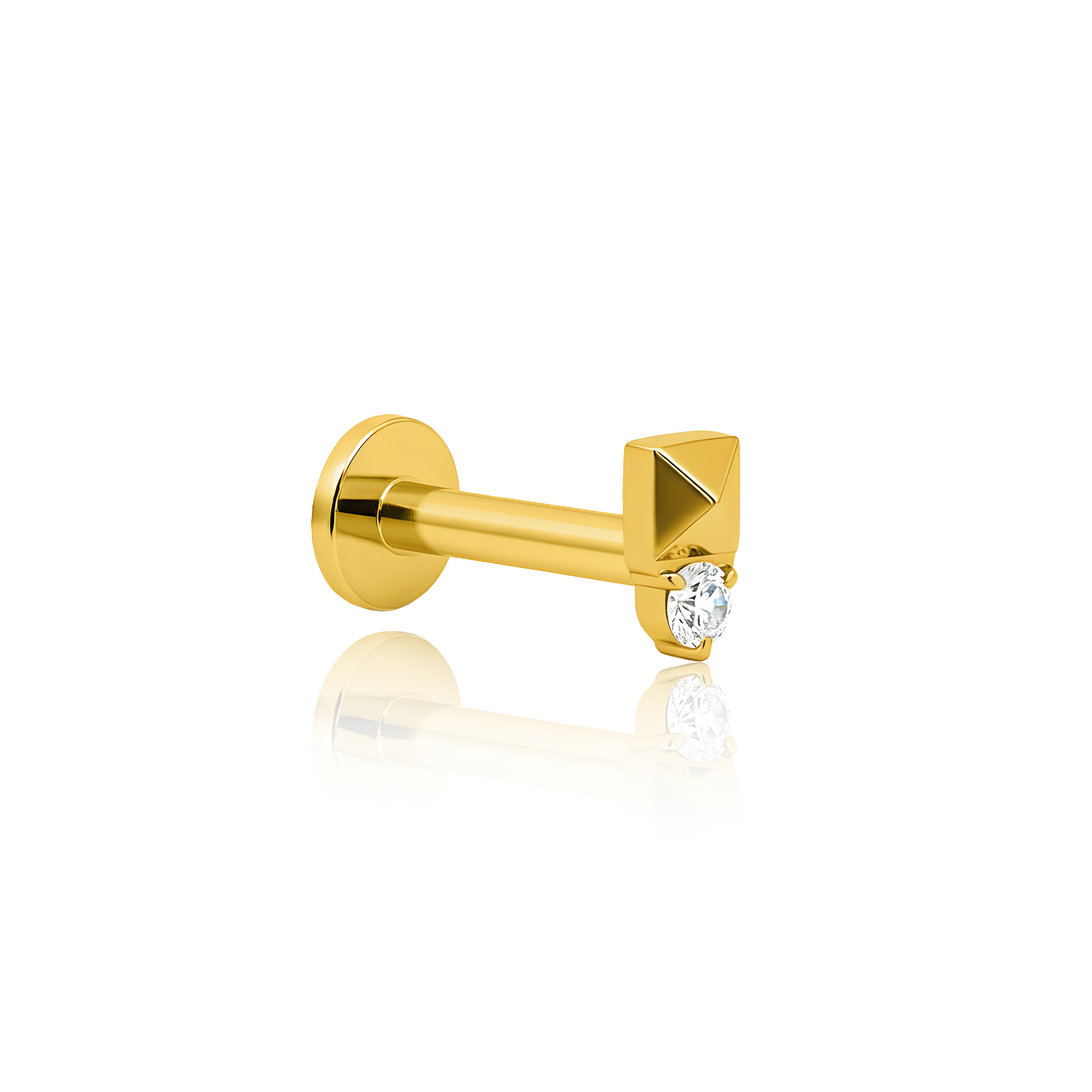 18k V-Gold Jewelled Pyramid Flatback