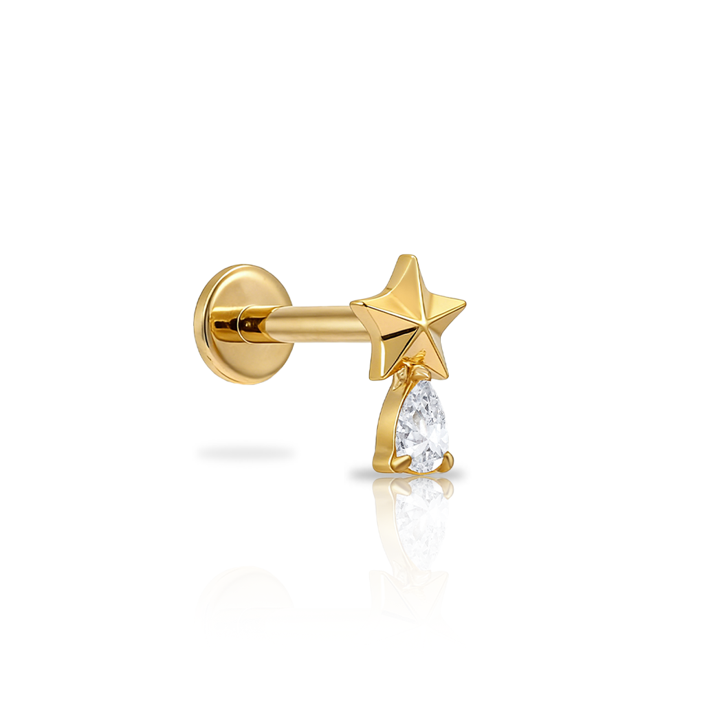 18k V-Gold Shooting Star Flatback