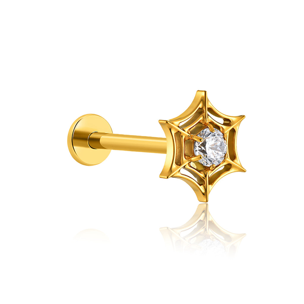 18k V-Gold Spider Web Flatback