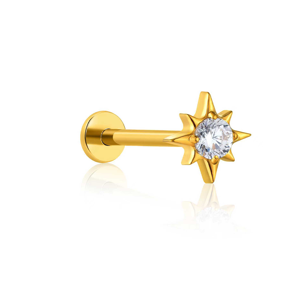 18k V-Gold Spikey Gem Flatback