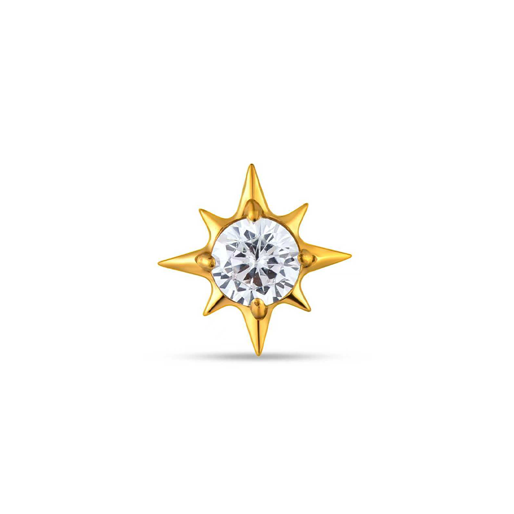18k V-Gold Spikey Gem Flatback