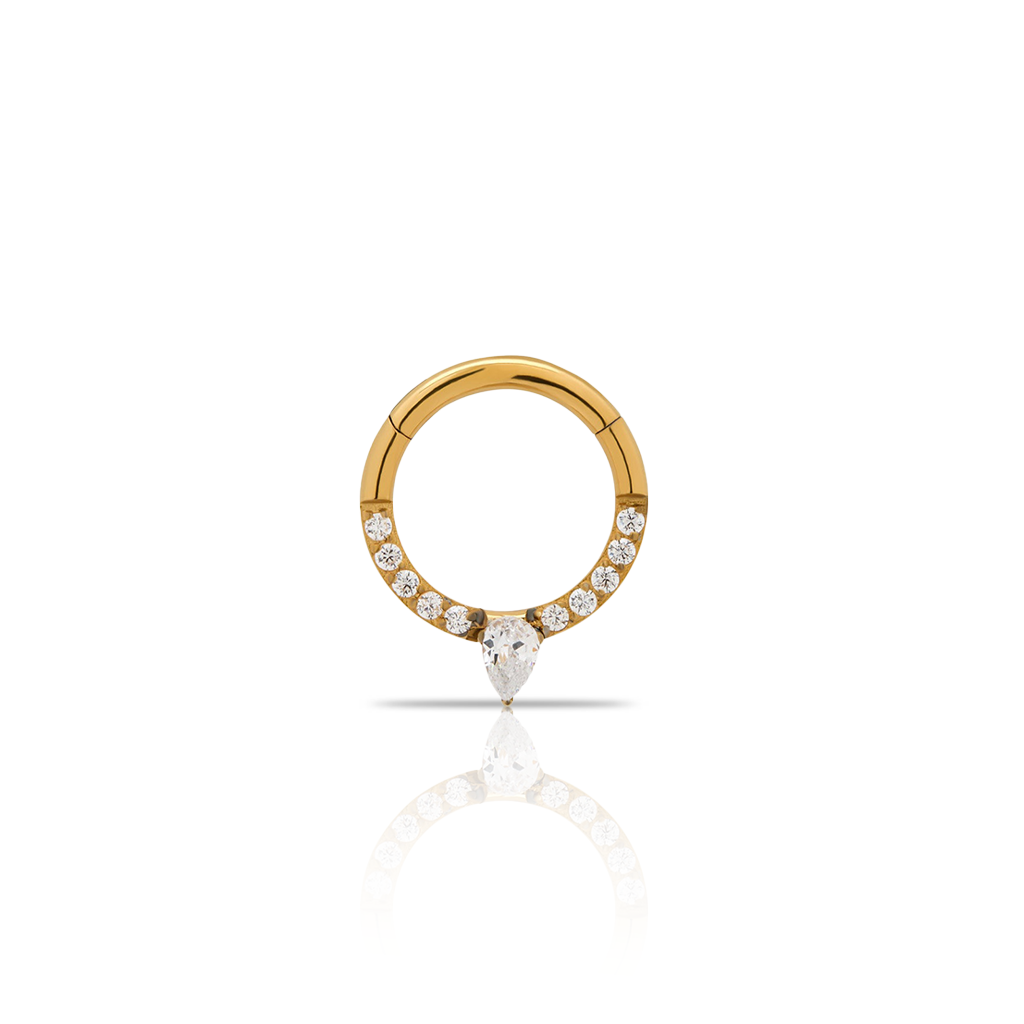 18k V-Gold Forward Facing Jewelled Spike Hinged Ring