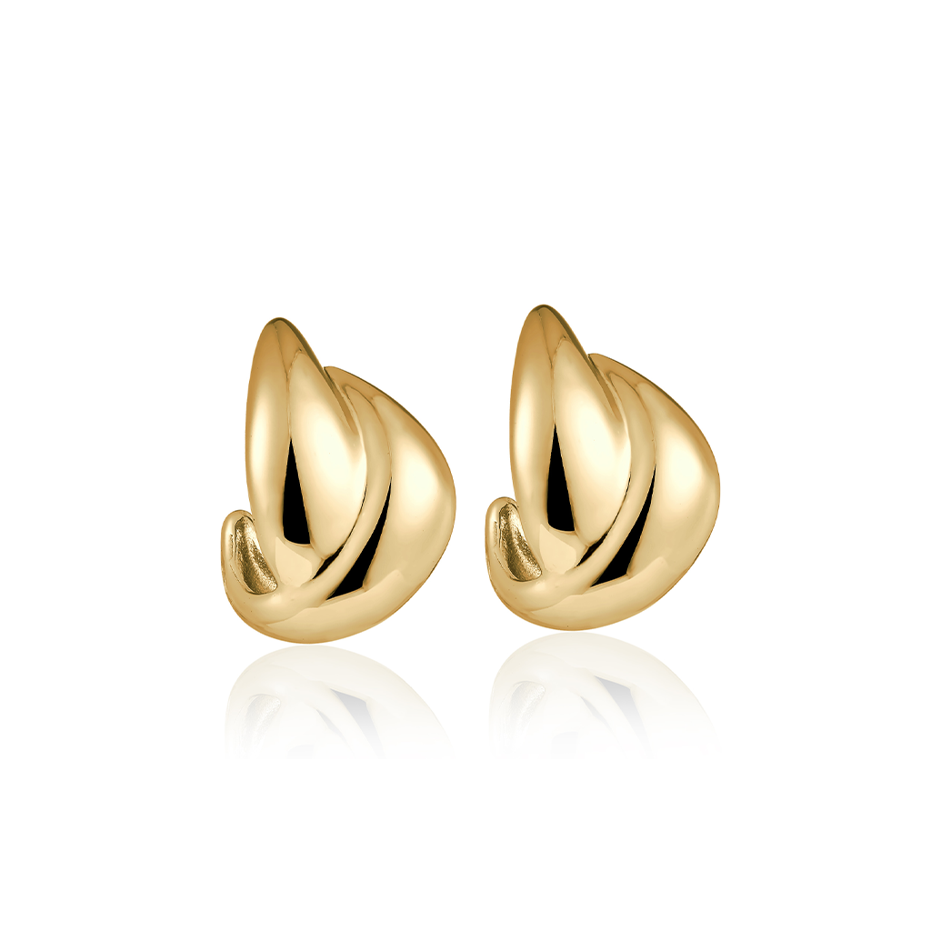 14kt V-Gold Earrings - Swirl