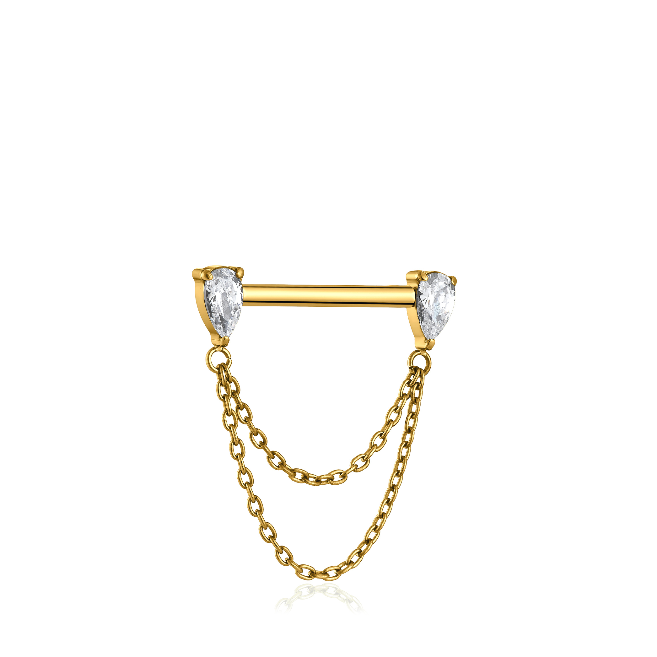 18k V-Gold Tear Chain Nipple Bar