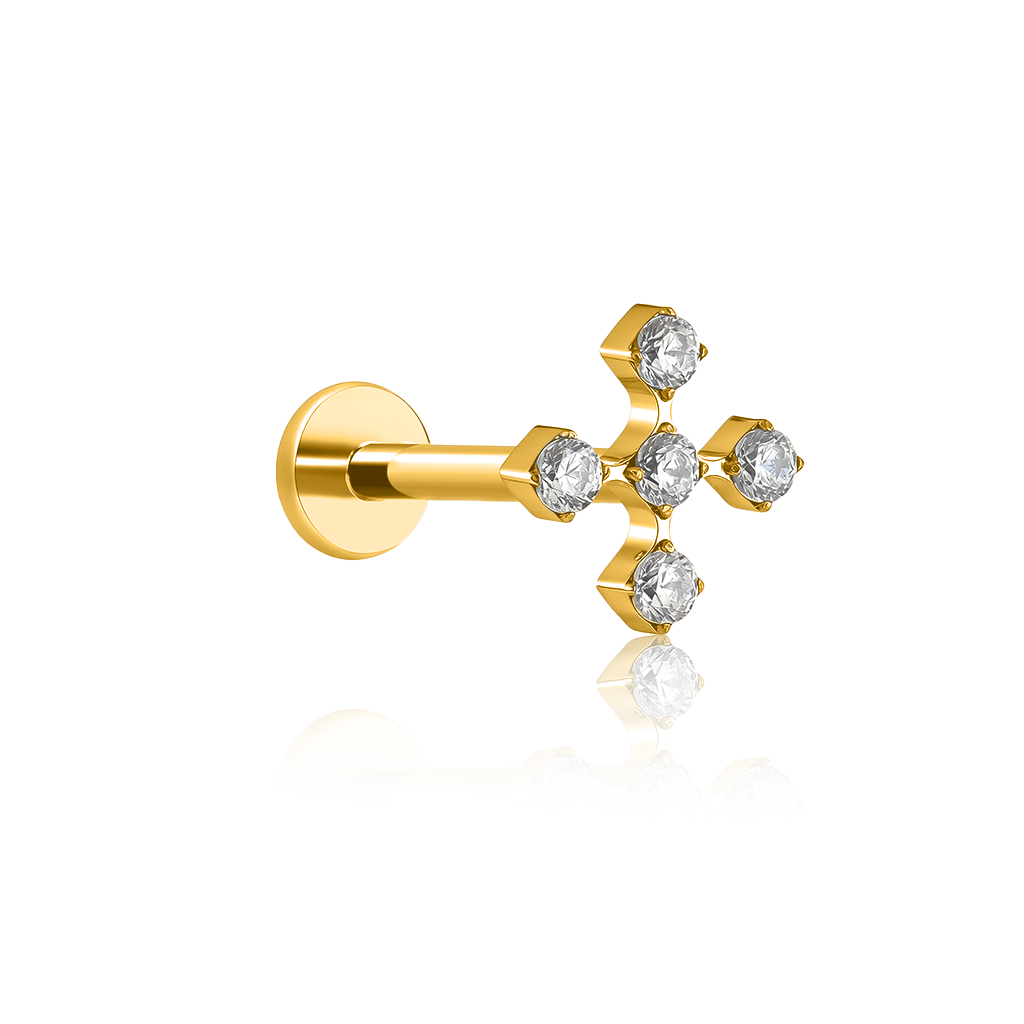 18k V-Gold Templar Cross Flatback