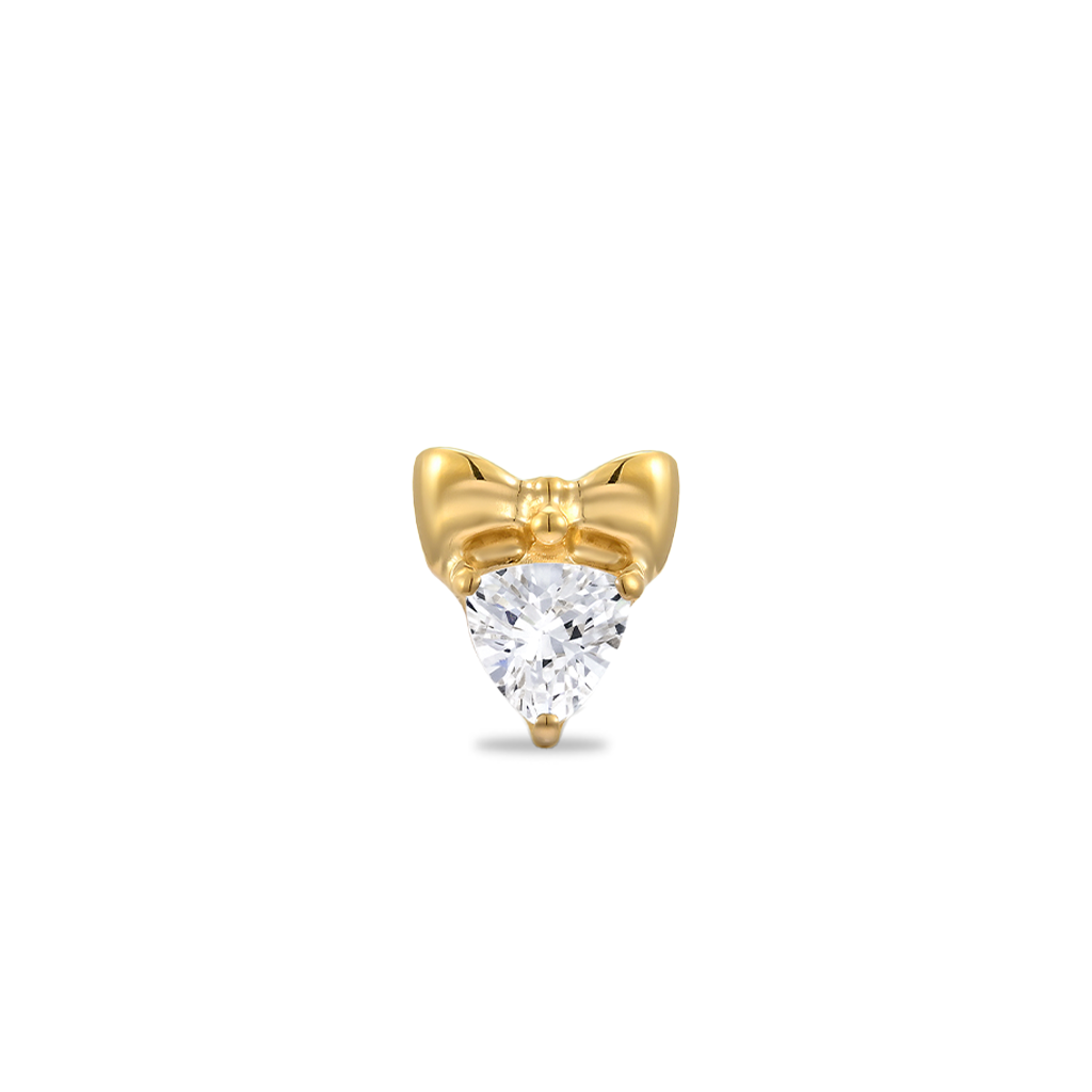 18k V-Gold Round Crystal With Bow Flatback