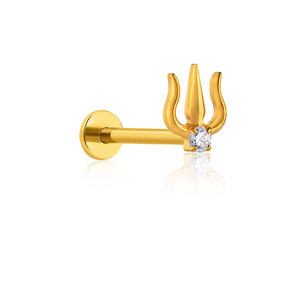 18k V-Gold Trident Flatback